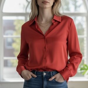 Red satin blouse forever21.